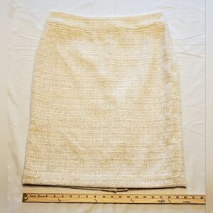 Nipon Boutique Women's Size 12 Dress Skirt Cream w/Metallic Fibers Fully Lined